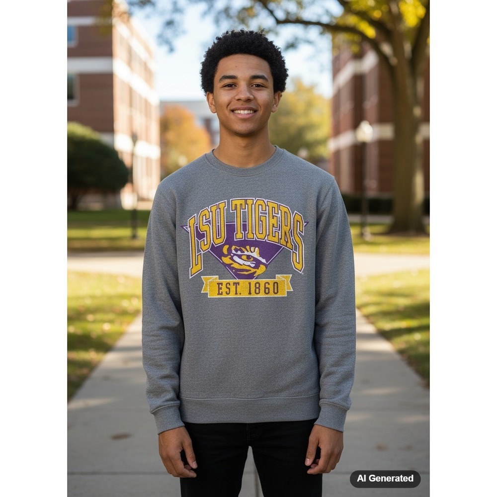 LSU Tigers Sweatshirt‎ Gray Medium College Crewneck Louisiana State University